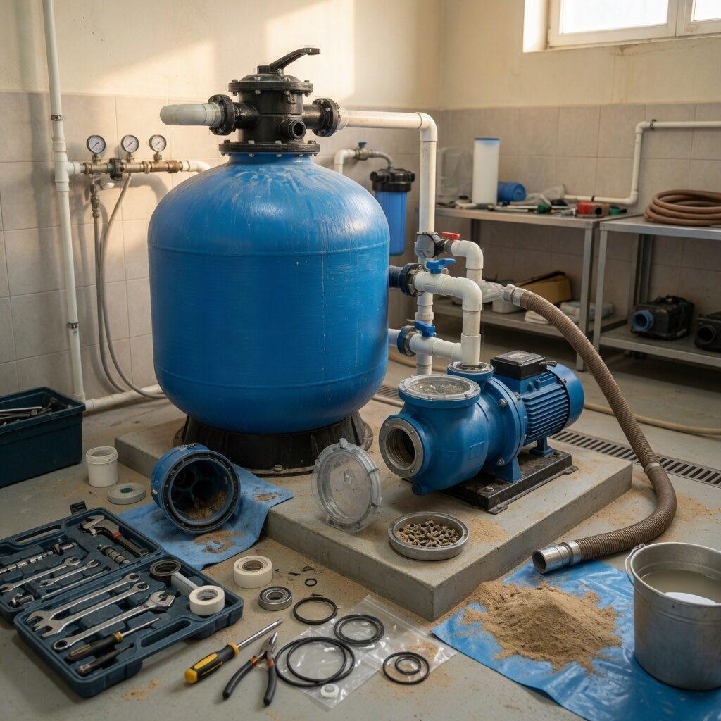 Filteranlage wird gewartet und ausgetauscht – Eldorado Pool GmbH